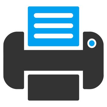 Print raster icon. Style is bicolor flat symbol, blue and gray colors, rounded angles, white background.