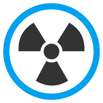 Radiation Danger raster icon. Style is bicolor flat symbol, blue and gray colors, rounded angles, white background.