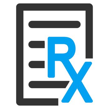 Receipt raster icon. Style is bicolor flat symbol, blue and gray colors, rounded angles, white background.