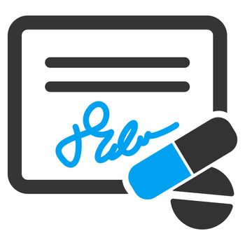 Receipt raster icon. Style is bicolor flat symbol, blue and gray colors, rounded angles, white background.