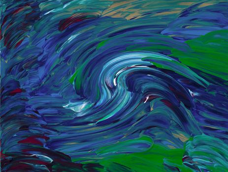 Acrylic in blue, green and aqua