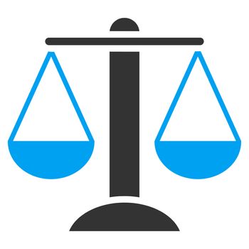 Scales raster icon. Style is bicolor flat symbol, blue and gray colors, rounded angles, white background.