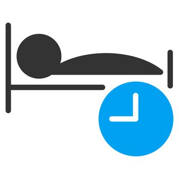 Sleep Time raster icon. Style is bicolor flat symbol, blue and gray colors, rounded angles, white background.
