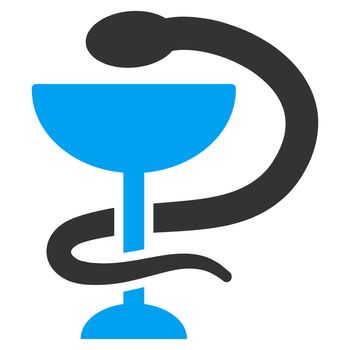 Snake Cup raster icon. Style is bicolor flat symbol, blue and gray colors, rounded angles, white background.