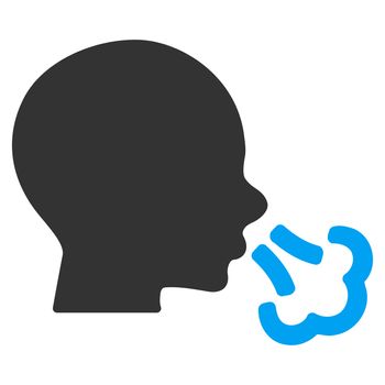 Sneezing raster icon. Style is bicolor flat symbol, blue and gray colors, rounded angles, white background.
