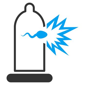 Sperm Escape raster icon. Style is bicolor flat symbol, blue and gray colors, rounded angles, white background.