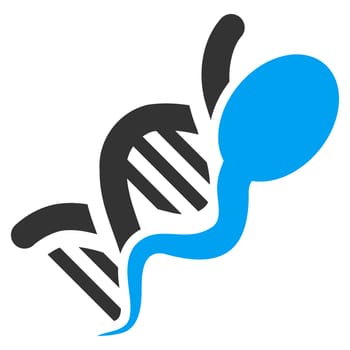 Sperm Genome raster icon. Style is bicolor flat symbol, blue and gray colors, rounded angles, white background.