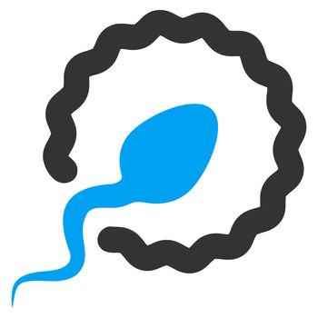 Sperm Penetration raster icon. Style is bicolor flat symbol, blue and gray colors, rounded angles, white background.