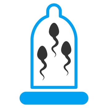 Sperm Protection raster icon. Style is bicolor flat symbol, blue and gray colors, rounded angles, white background.