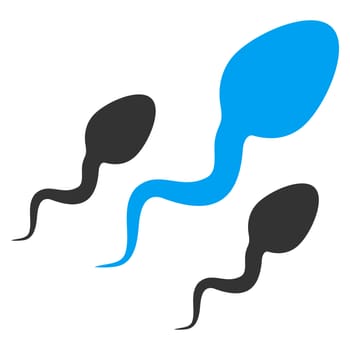 Sperm raster icon. Style is bicolor flat symbol, blue and gray colors, rounded angles, white background.
