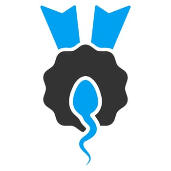 Sperm Winner raster icon. Style is bicolor flat symbol, blue and gray colors, rounded angles, white background.