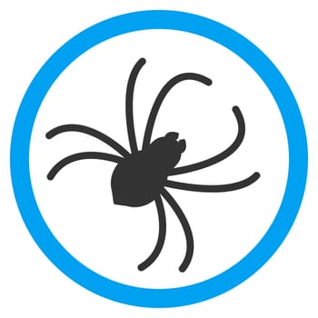 Spider raster icon. Style is bicolor flat symbol, blue and gray colors, rounded angles, white background.