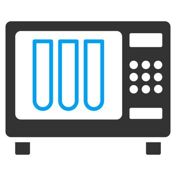 Sterilizer raster icon. Style is bicolor flat symbol, blue and gray colors, rounded angles, white background.
