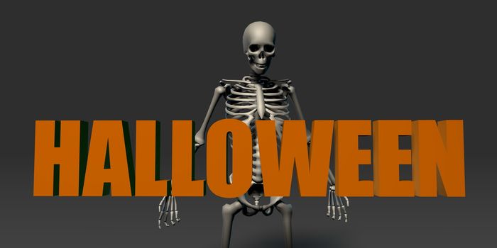 Skeletons Dancing Over a Halloween Sign Template