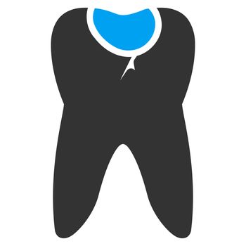 Tooth Caries raster icon. Style is bicolor flat symbol, blue and gray colors, rounded angles, white background.