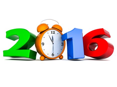 happy new year 2016 Illustrations 3d on a white background