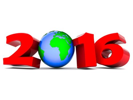 happy new year 2016 Illustrations 3d on a white background