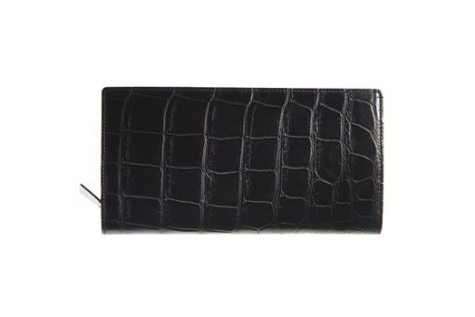 simple and beautiful black leather wallet on white background