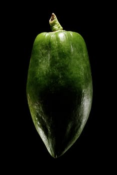 isolated flesh papaya on pure black background