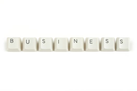busines text from scattered keyboard keys isolated on white background