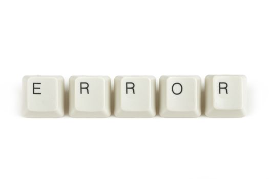 error text from scattered keyboard keys isolated on white background