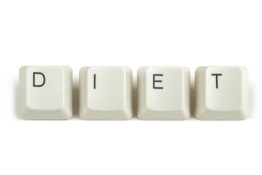 diet text from scattered keyboard keys isolated on white background