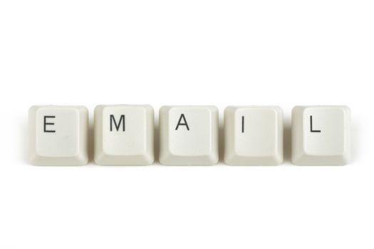email text from scattered keyboard keys isolated on white background
