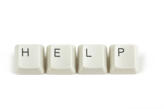 help text from scattered keyboard keys isolated on white background