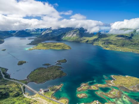 Fjord on beautiful Lofoten islands in Norway