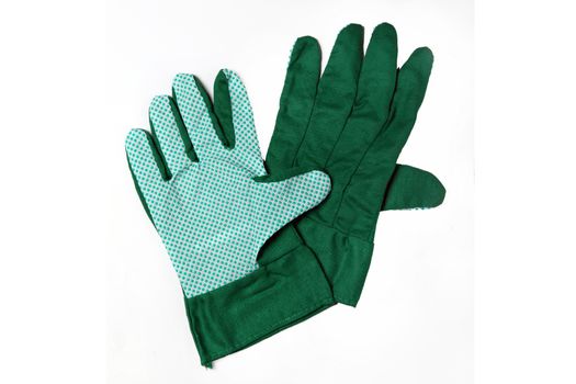 gardening gloves green on white abckground