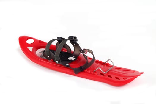 snowshoe plastic color red on a white background