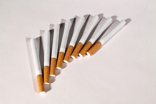 group of cigarettes on white background