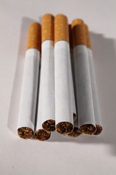 group of cigarettes on white background