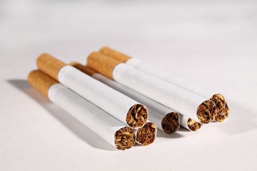 group of cigarettes on white background