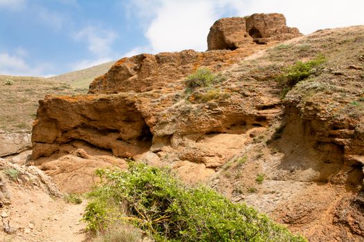 Small red rock in Crimea
