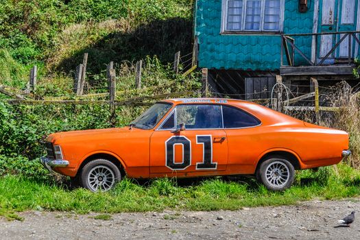 Fancy car waiting in Castro, Chiloe Island, Patagonia, Chile