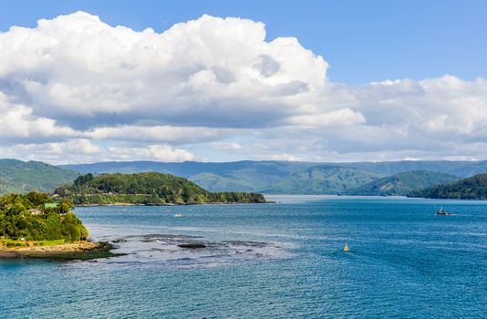 Seaside view in the Spanish fortress in Niebla, Valdivia, Patagonia, Chile