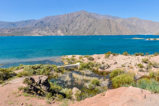 View of the Potrerillos Dam, Mendoza, Argentina