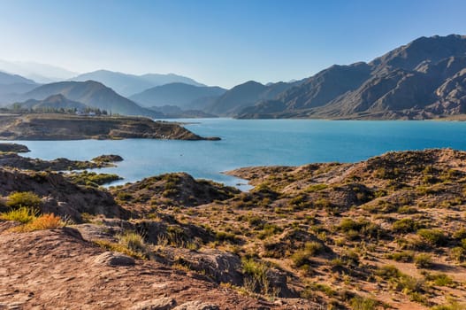 View of the Potrerillos Dam, Mendoza, Argentina