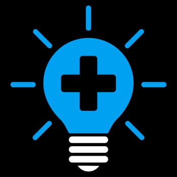 Medical Lamp raster icon. Style is bicolor flat symbol, blue and white colors, rounded angles, black background.