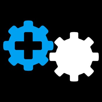 Medical Process raster icon. Style is bicolor flat symbol, blue and white colors, rounded angles, black background.