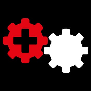 Medical Process raster icon. Style is bicolor flat symbol, red and white colors, rounded angles, black background.