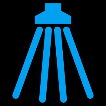 Shower raster icon. Style is flat symbol, blue color, rounded angles, black background.