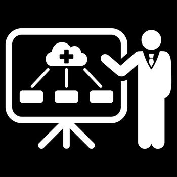 Health Care Report raster icon. Style is flat symbol, white color, rounded angles, black background.