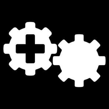 Medical Process raster icon. Style is flat symbol, white color, rounded angles, black background.