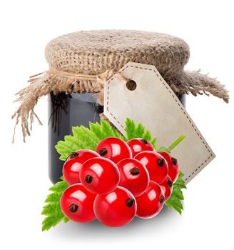 Red currant and jam isolated on a white background