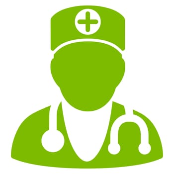 Therapist glyph icon. Style is flat symbol, eco green color, rounded angles, white background.