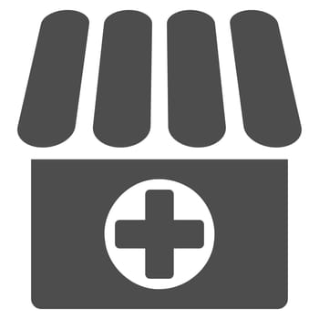 Apothecary glyph icon. Style is flat symbol, gray color, rounded angles, white background.