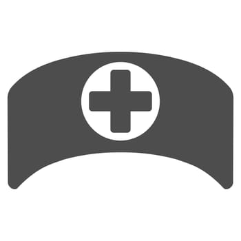 Doctor Cap glyph icon. Style is flat symbol, gray color, rounded angles, white background.