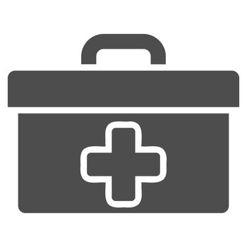 First Aid Toolbox glyph icon. Style is flat symbol, gray color, rounded angles, white background.
